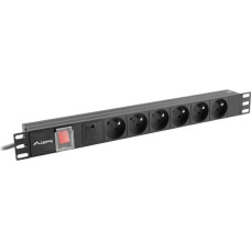 Power strip PDU rack 19 inch 1U 16A 6X 230V PL 2m black