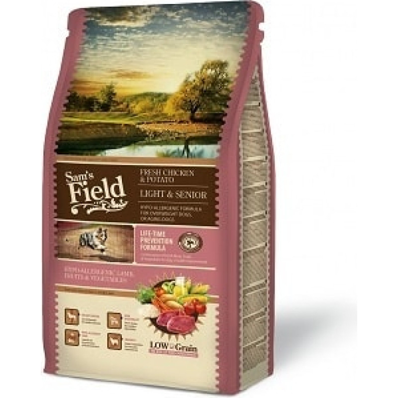 Sams Field Sausa barība suņiem : Sams Field Lamb & Rice Light & Senior, 13 kg, senioriem