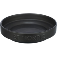 Trixie Bļoda dzīvniekiem, keramika : Trixie BE NORDIC bowl, flat, ceramic|rubber ring, 0.3 l|ø 16 cm, black