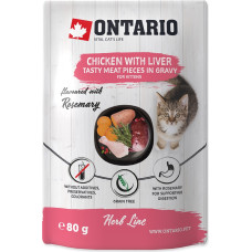 Ontario Konservi kaķēniem – Ontario Herb Kitten Chicken with Liver, Sweet Potatoes, Rice and Rosemary, 80g