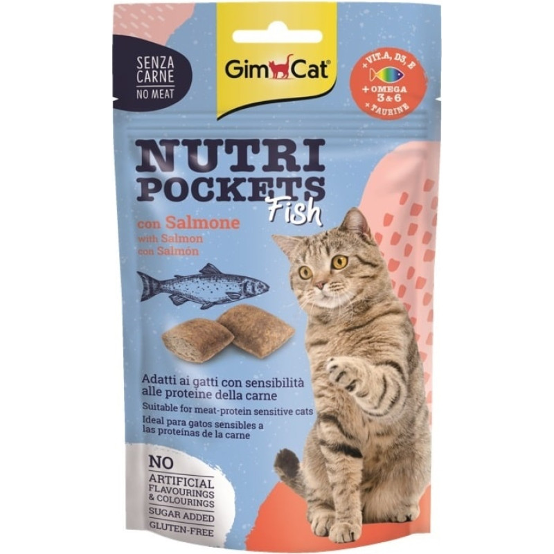 Gimborn Gardumi kaķiem : Gimborn Nutri Pockets with Fish and Salmon 60g. ar zivīm un lasi