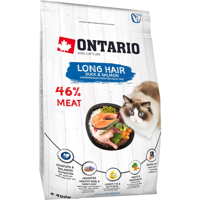 Ontario Sausā barība kaķiem - Ontario Cat Longhair, 400 gr