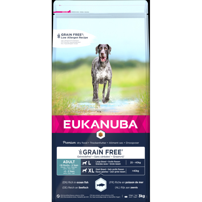 Eukanuba Sausa barība suņiem - Eukanuba Adult Large Ocean Fish Grain Free, 3 kg