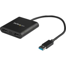 Startech .com USB 3.0 to Dual HDMI Adapter, 1x 4K 30Hz & 1x 1080p, External Video & Graphics Card, USB Type-A to HDMI Dual Monitor Display Adapter Dongle, Supports Windows Only, Black - USB to Dual HDMI Adapter (USB32HD2) - adapter cable - HDMI | USB - TA