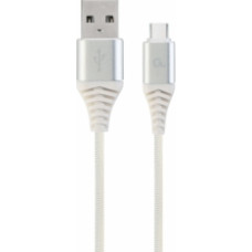 Gembird USB Male - USB Type C Male Premium cotton braided 1m Silver