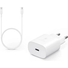 EP-TA800EWE + EP-DG980BWE Samsung 25W ceļojuma lādētājs + USB-C|USB-C datu kabelis, balts (OEM)