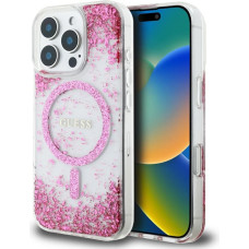 Etui Guess HC Resin Bottom Glitter do     iPhone 16 Pro Max MagSafe różowy