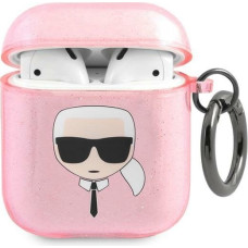 Karl Lagerfeld KLA2UKHGP AirPods 1|2  cover różowy|pink Glitter Karl`s Head