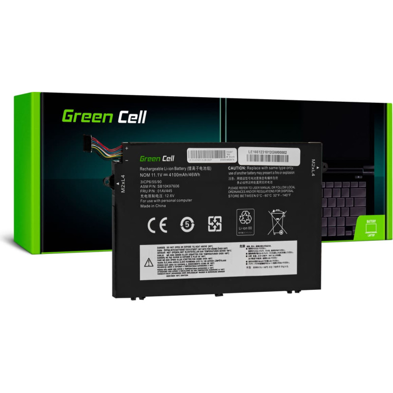 Green Cell Akumulators L17C3P51 L17L3P51 L17L3P51 L17M3P51 L17M3P52 priekš Lenovo ThinkPad E480 E485 E490 E495 E580 E585 E590 E595