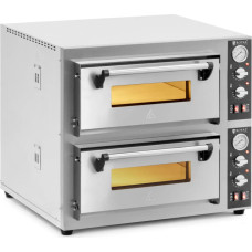 Royal Catering Divu kameru picas krāsns ar šamota akmeni 8 picām, diametrs 25cm 8400W