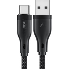 Acefast Kabelis elastīgs pīts USB-A - USB-C 3A 1,2m - melns