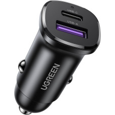 Ugreen USB-C USB-A 30 W automašīnas lādētājs - melns