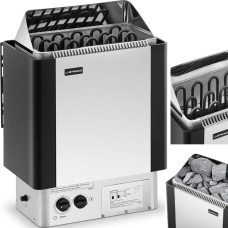 Uniprodo Elektriskā pirts krāsns ar iebūvētu vadību 8-12 m3 līdz 110C 400 V 8 kW sudraba-melna