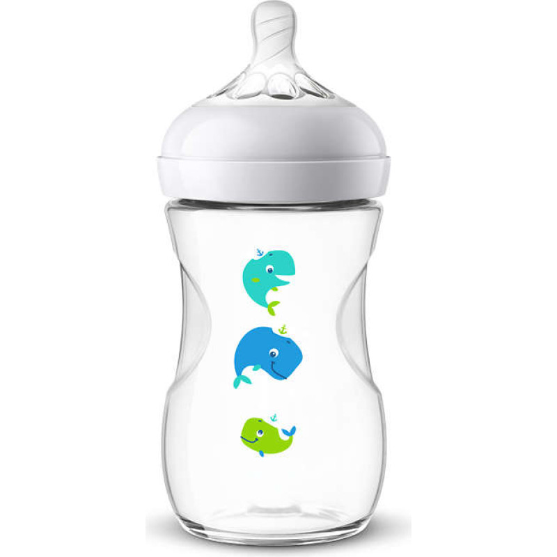 Philips Avent Barošanas pudelīte Natural Whale 260 ml  1M+ SCF070|23