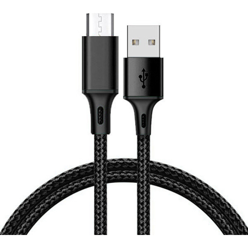 Cable TYPE 2 - USB to Micro USB - metal plugs QC 3.0 1 metre black