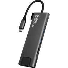 Cliptec Adapter HUB - Type C to 2xUSB 3.1 + Type C + HDMI + RJ45 - DockView-6 RZH731 grey