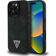 Case Guess Grained Hot Stamp Peony       Triangle Logo MagSafe for iPhone 16 Pro Max black