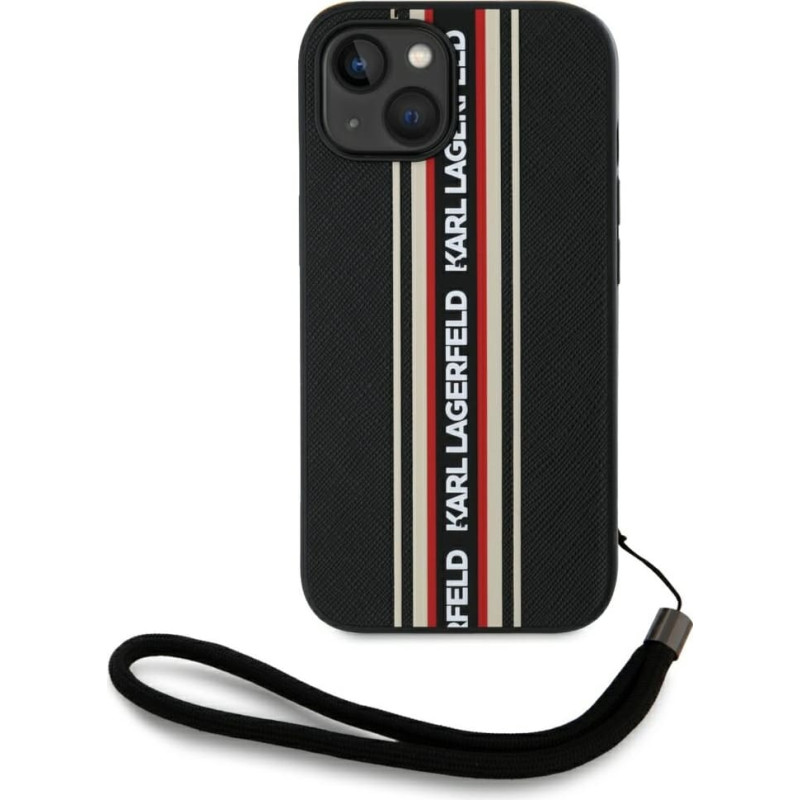 Case Karl Lagerfeld Saffiano Athleisure  Stripes Cord for iPhone 15 red
