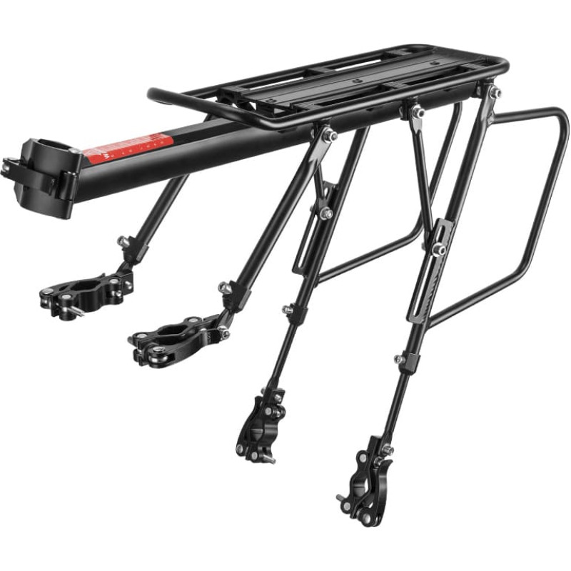 Rockbros Izturīgs velosipēdu bagāžnieks ar plauktu un seglu funkciju un LED aizmugurējo gaismu, melns