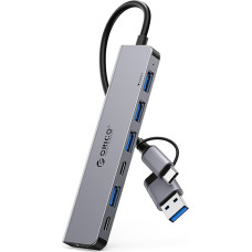 Orico Hub YSA7-U3 USB-A/USB-C uz USB-A USB-C dokstacija — pelēka