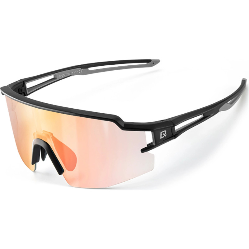 Rockbros Cycling Glasses Photochromic UV Protection with Corrective Insert Orange Lenses - Black