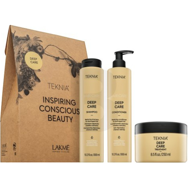 Lakmé Teknia Deep Care Pack komplekts bojātiem matiem 300 ml + 300 ml + 250 ml