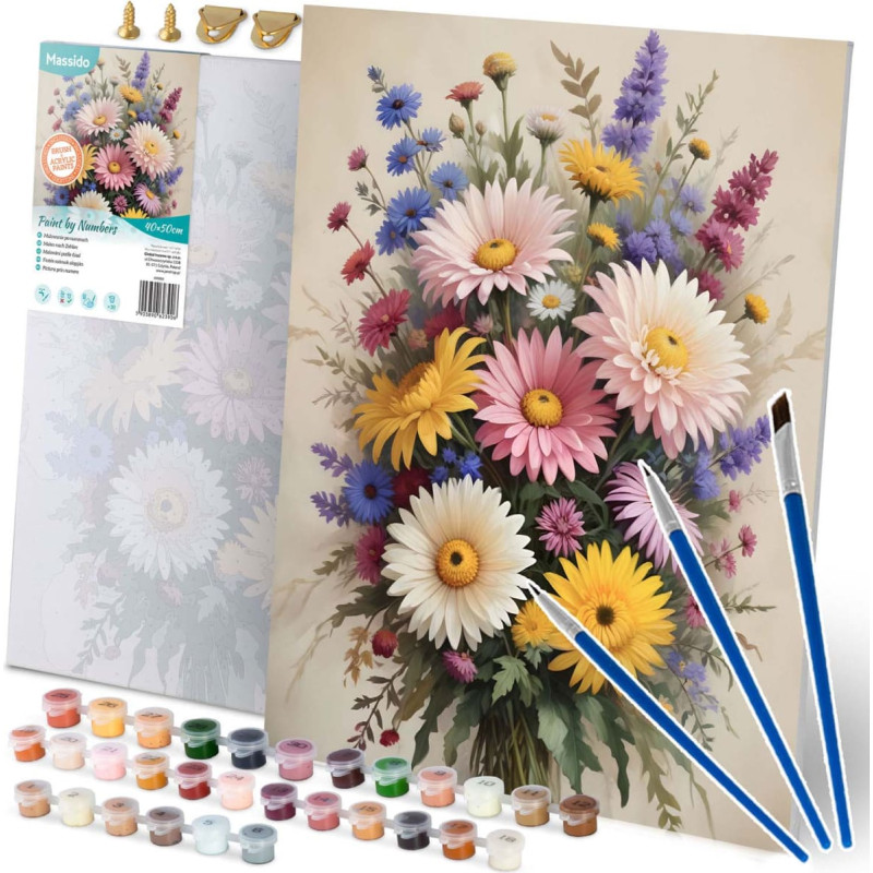Massido Gleznojama glezna pēc skaitļiem 40x50 cm Ziedi