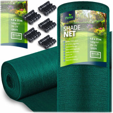 Plonos Ēnu tīkls 1,5x25m 140g/m2 + 50 skavas zaļas