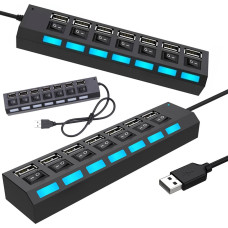 Fusion adapteris (sadalītājs) no USB 2.0 uz 7 x USB 3.0 | 480mbps melns