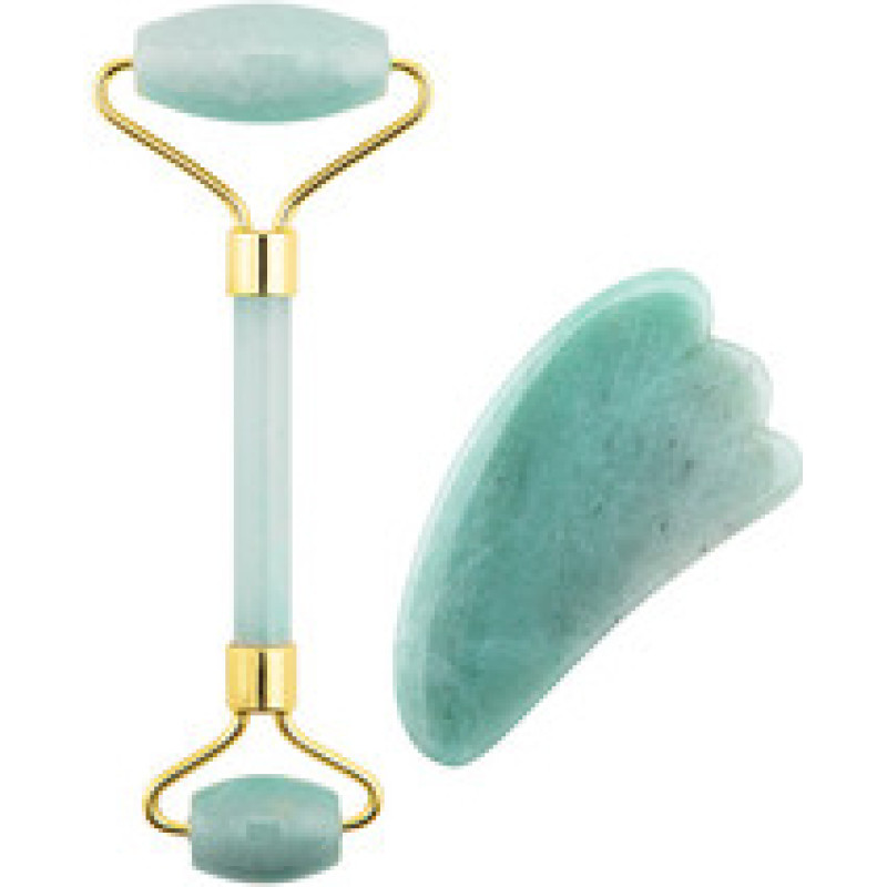 Palsar 7 Guasha jadeit (Green Aventurine Jade Roller & Gua Sha ) Set