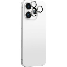 Amazingthing AR Aluminum 3 Lens Glass with Camera Lens Frame for iPhone 16 Pro | 16 Pro Max - Silver
