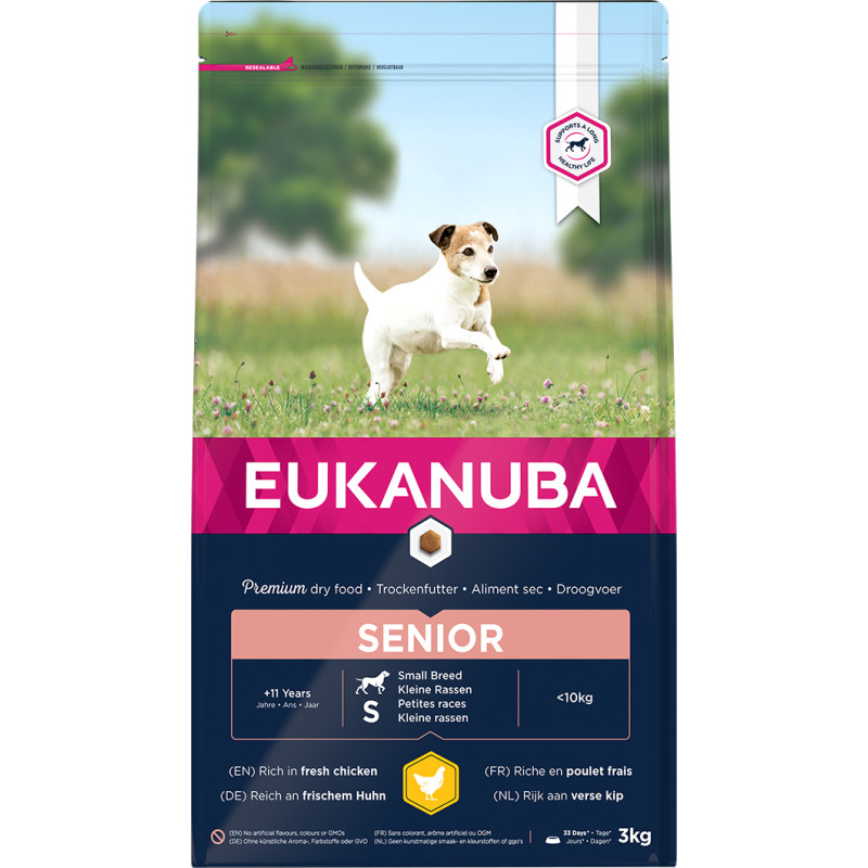 Eukanuba Sausa barība suņiem - Eukanuba Senior Small and Medium Chicken, 3 kg