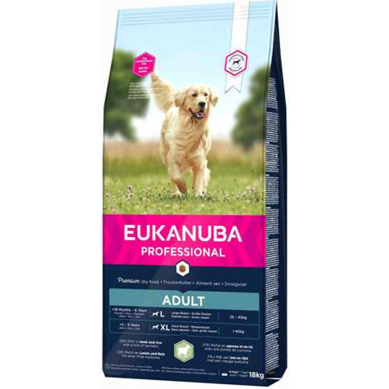 Eukanuba Sausa barība suņiem - Eukanuba Adult Large Lamb and Rice, 18 kg