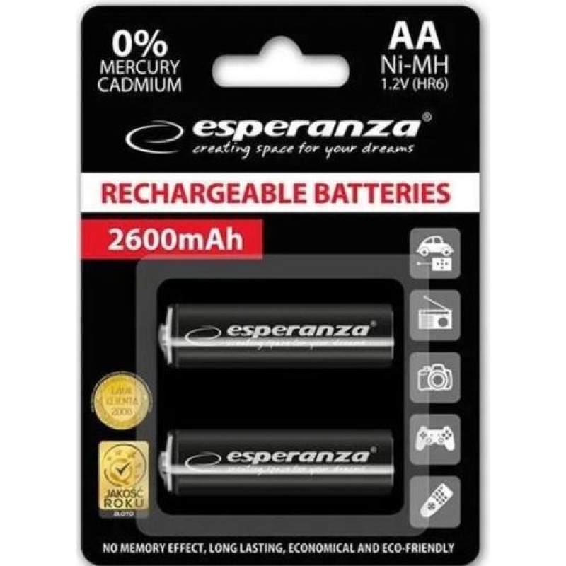 Esperanza EZA105 PRECHARGED HR6 2600MAH ALWAYS READY BLISTERA IEPAKOJUMĀ 2GB.