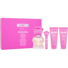 Moschino Toy 2 Bubble Gum Gift Set EDT 100 ml, mini EDT 10 ml, shower gel 100 ml, and body lotion 100 ml.
