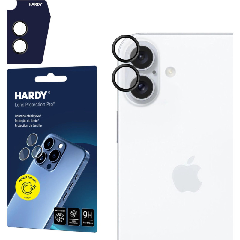 3Mk Protection Hardy Lens Protection Pro Black Glass for Camera Objects on Apple iPhone 16 | 16 Plus - Black