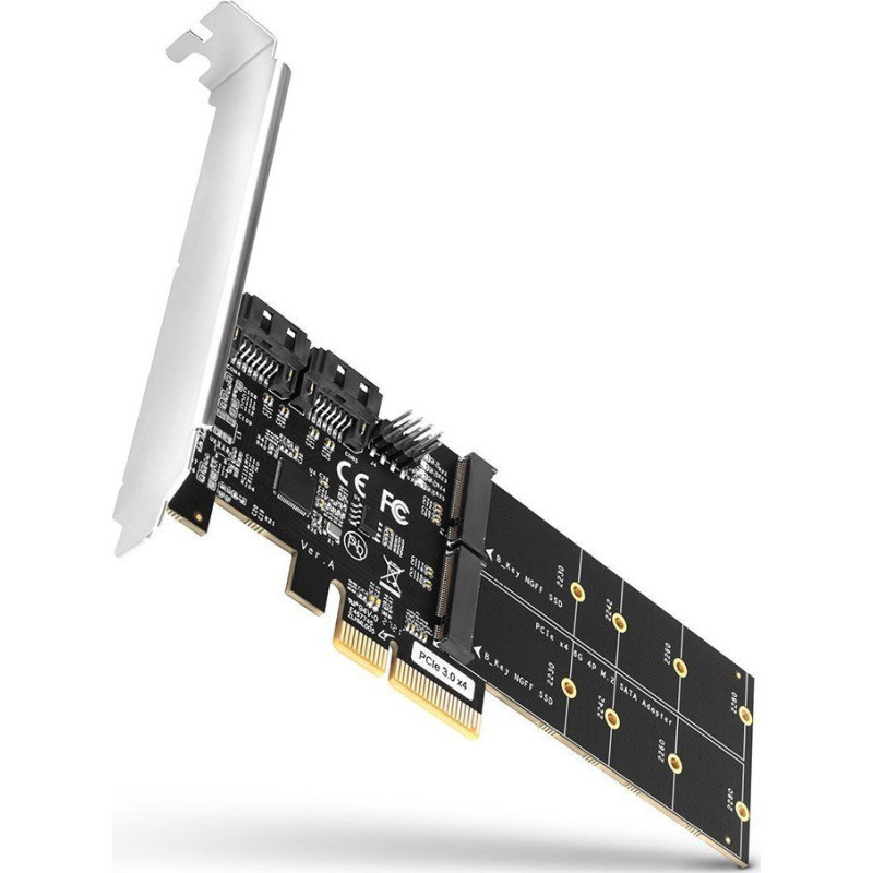 AXAGON PCES-SA4M2 PCIe Controller 2x internal SATA 6G port + 2x internal M.2 B-key SATA port + LP