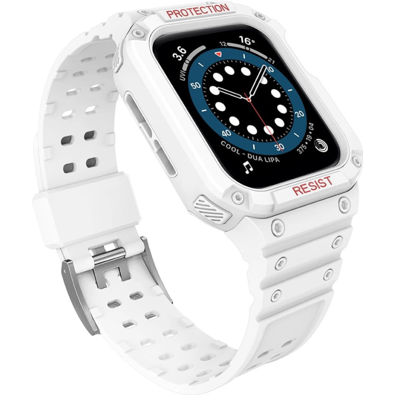 Protect Strap Band Band with Case for Apple Watch 7 | SE (41|40 | 38mm) Case Armored Watch Cover White
