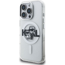 Karl Lagerfeld IML Glitter Karl and Choupette Sketch MagSafe Case for iPhone 16 Pro Transparent