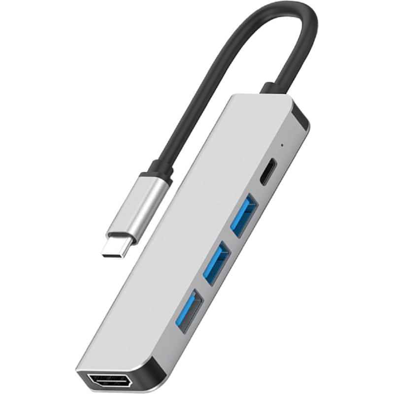 Setty HUB 5in1 HDMI USB-C 3xUSB HUC5W1-18 gray