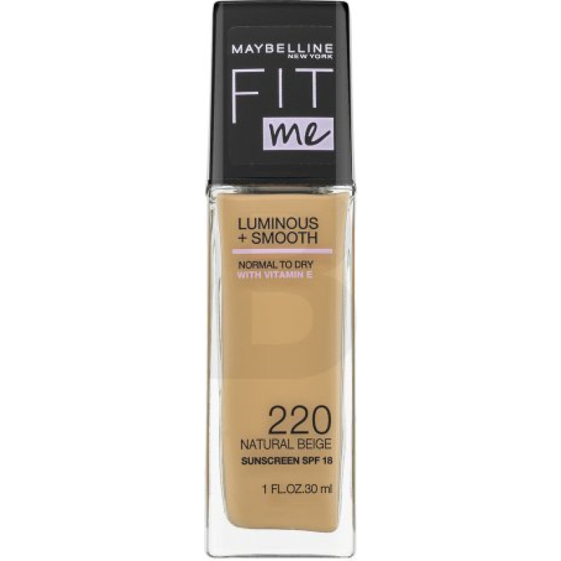 Maybelline Fit Me Luminous + Smooth Foundation 220 Natural Beige &scaron;ķidrais make-up vienotai un mirdzo&scaron;ai sejas ādai 30 ml
