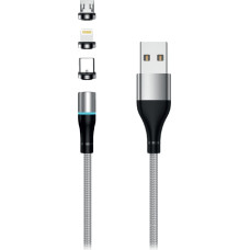 Setty USB magnetic cable 2m 2A nylon silver R