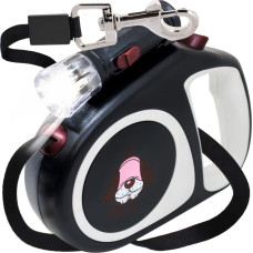 Retoo Automātiska izvelkama pavada suņiem un kaķiem ar slēdzeni un LED lukturīti līdz 15 kg, 5 m - melna