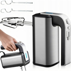 Retoo Rokas mikseris virtuves robots 5 ātrumi TURBO 300 W - sudrabkrāsas