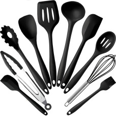 Retoo Silikona virtuves piederumi lāpstiņas, knaibles, kauss - 10 gab.