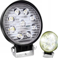 Retoo Apaļa halogēna darba lampa, diametrs 10 cm, 9 gaismas diodes, 12 V, 27 W