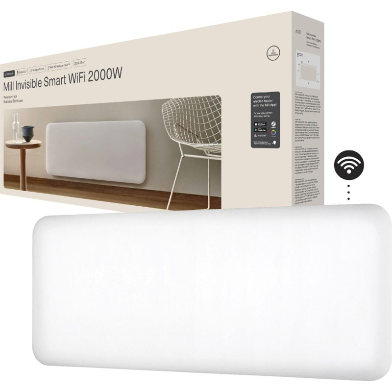 Mill Invisible Smart WiFi Heater  PA2000WIFI4  Panel Heater  2000 W  Suitable for rooms up to 24-28 m²  White  IPX4 7090019825414