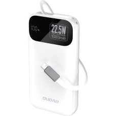 Dudao K31 10000 mAh 22,5 W PD Powerbank ar iebūvētu kabeli - balts