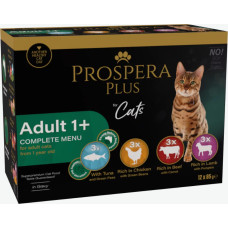 Prospera Plus Konservi kaķiem - Prospera Plus, Cat Pouch Adult 1+, Mix, 12 x 85 g