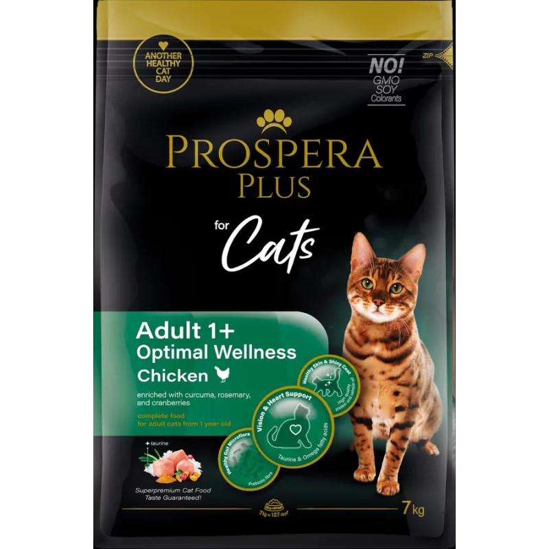 Prospera Plus Barība kaķiem – Prospera Plus Adult 1+ Chicken Optimal Wellness, 7 kg